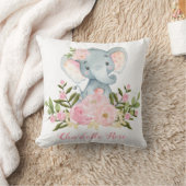 Elephant Pink Flowers Baby Girl Nursery Decor Kussen (Deken)