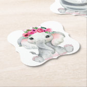 Elephant pink girl baby shower favor kartonnen onderzetters (Gekanteld)