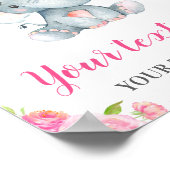 Elephant Pink Girl Baby shower Sprinkle Birthday Poster (Hoek)