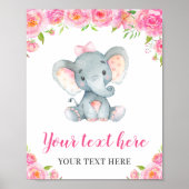 Elephant Pink Girl Baby shower Sprinkle Birthday Poster (Voorkant)