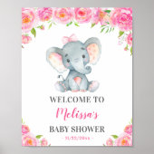 Elephant Pink Girl Baby shower Sprinkle Welkom Poster (Voorkant)