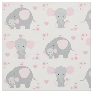 Elephant Pink Grey Safari Animal Nursery Baby Girl Stof