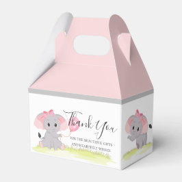Elephant Pink hearts Girl Ballon Favor Box Bedankdoosjes