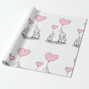 Elephant Pink Moeder en Kind Baby shower Wrappi Cadeaupapier