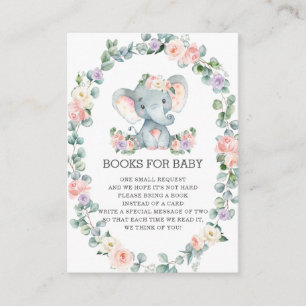 Elephant Pink Paarse Floral Leafy Books voor Baby Informatiekaartje
