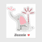 Elephant Pink Palm Tree-laptop (Cute Custom Name) Sticker (Vel)