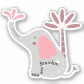 Elephant Pink Palm Tree-laptop (Cute Custom Name) Sticker (Voorkant)
