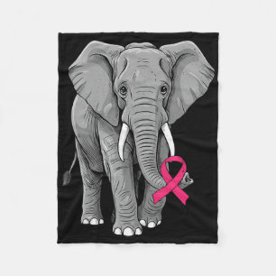 Elephant Pink Ribbon Breast Cancer Bewustheid Supp Fleece Deken