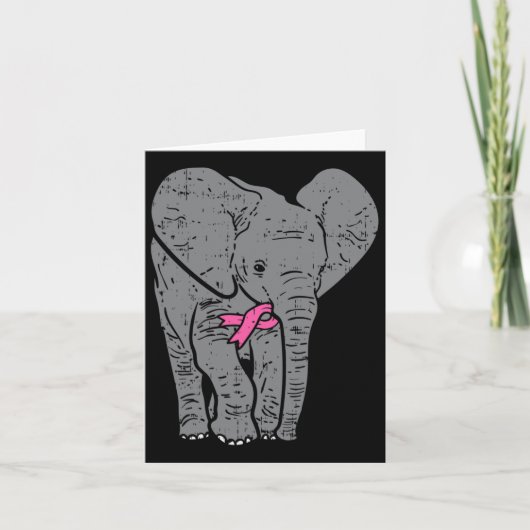 Elephant Pink Ribbon Breast Cancer Bewustheid Supp Kaart (Voorkant)