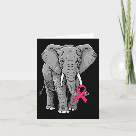Elephant Pink Ribbon Breast Cancer Bewustheid Supp Kaart (Voorkant)