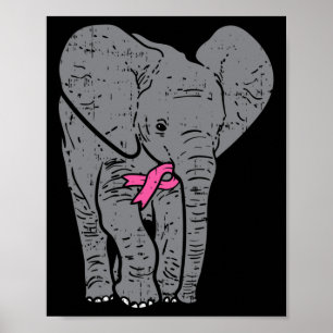 Elephant Pink Ribbon Breast Cancer Bewustheid Supp Poster