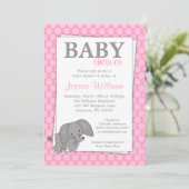 Elephant Pink Stippen Girl Baby shower Kaart (Staand voorkant)