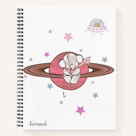 Elephant Planet Name Colorful Notitieboek (Voorkant)