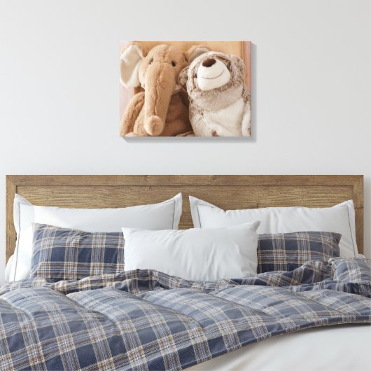 Elephant Plush Speelgoed en Teddy Bear Friends Canvas Afdruk (Insitu (Slaapkamer))