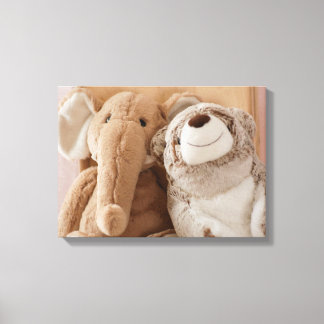 Elephant Plush Speelgoed en Teddy Bear Friends Canvas Afdruk