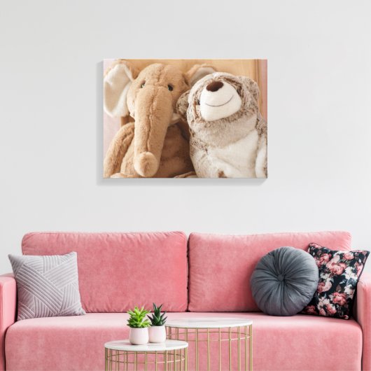 Elephant Plush Speelgoed en Teddy Bear Friends Canvas Afdruk (Insitu (Woonkamer))