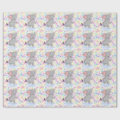Elephant POKER STIPPEN BLUE Wrapping Paper Cadeaupapier (Vlak)