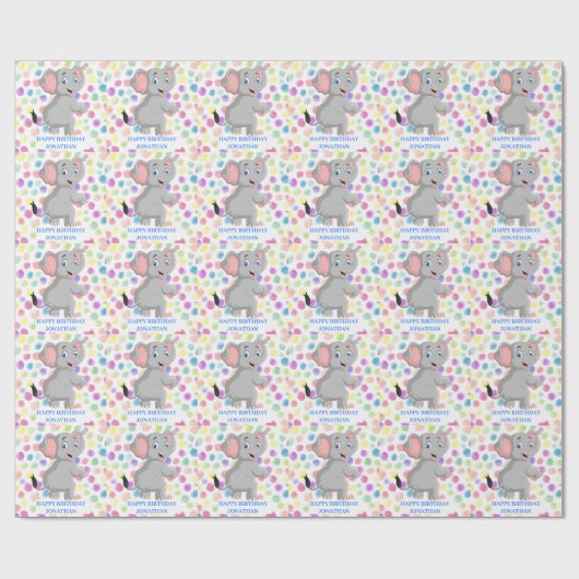 Elephant POKER STIPPEN BLUE Wrapping Paper Cadeaupapier (Vlak)