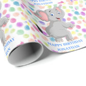 Elephant POKER STIPPEN BLUE Wrapping Paper Cadeaupapier (Rol Hoek)