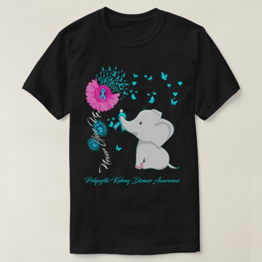 Elephant Polycystic Kidney Disease Awareness Ribb T-shirt (Design voorkant)