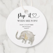 Elephant Pop het als ze baby shower pop Bedankjes Labels (Voorkant)