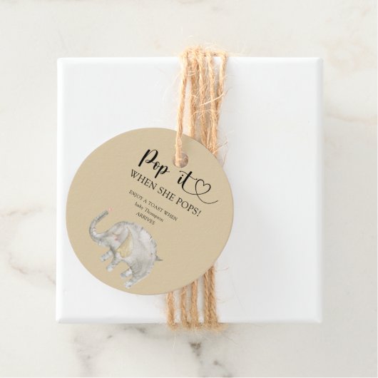 Elephant Pop het als ze baby shower pop Bedankjes Labels (In situ)