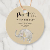 Elephant Pop het als ze baby shower pop Bedankjes Labels (Voorkant)