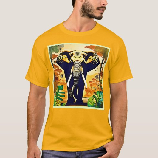 Elephant Portrait Oerwoud Uitzicht T-shirt (Voorkant)