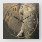 Elephant Portrait Vierkante Klok (Voorkant)