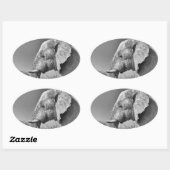 Elephant portret ovale sticker (Vel)