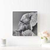 Elephant portret vierkante klok (Huis)
