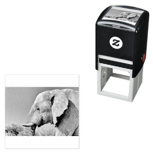 Elephant portret  zelfinktende stempel (In situ)