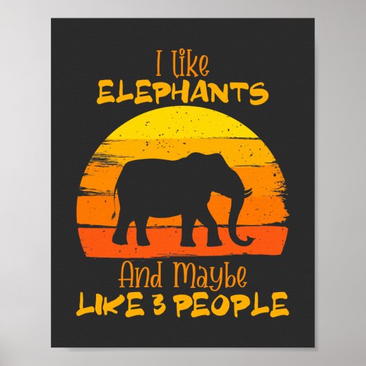Elephant Poster, Cute Elephant Poster,  Poster (Voorkant)