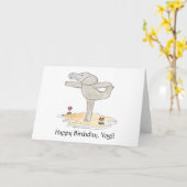 Elephant Practicing Yoga Dancer's pose Kaart (Gele Bloem)