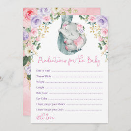 Elephant Predications for Baby shower Game Kaart