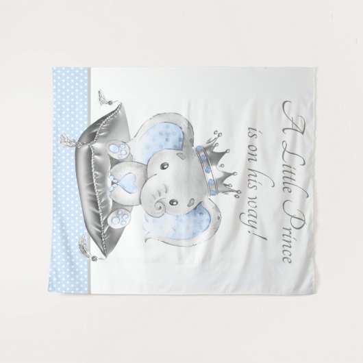 Elephant Prince Baby shower Achtergrond Banner Wandkleed (Voorkant (horizontaal))