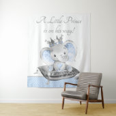 Elephant Prince Baby shower Achtergrond Banner Wandkleed (In situ)