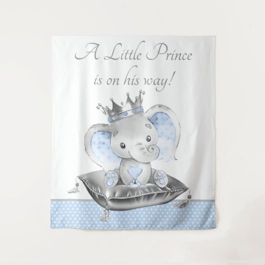 Elephant Prince Baby shower Achtergrond Banner Wandkleed (Voorkant)