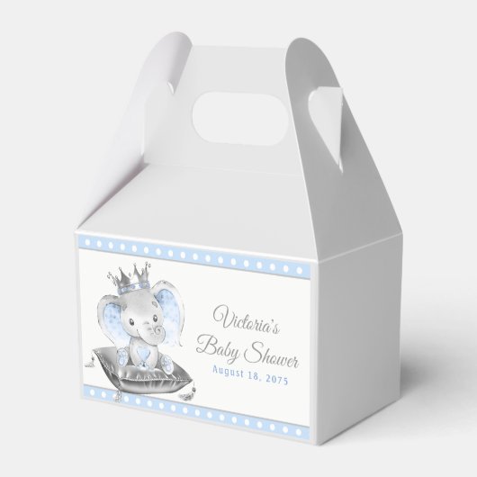 Elephant Prince Baby shower Bedankdoosjes (Voorkant Zijde)