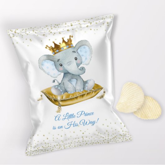 Elephant Prince Baby shower Chip Bag Flyer