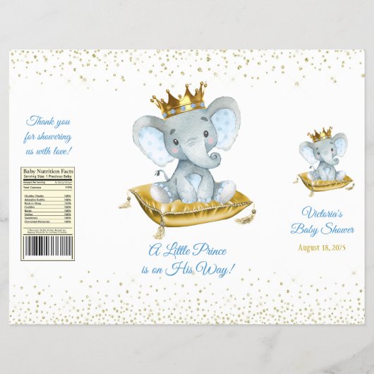 Elephant Prince Baby shower Chip Bag Flyer (Voorkant)