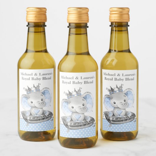 Elephant Prince Baby shower Mini Wijnlabels Wijn Etiket (Flessen)