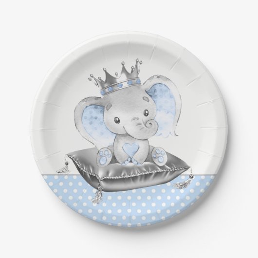 Elephant Prince Baby shower Papieren Bordje (Voorkant)