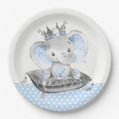 Elephant Prince Baby shower Papieren Bordje (Voorkant)