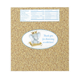 Elephant Prince Baby shower Snoep Bar Wrappers Notitieblok