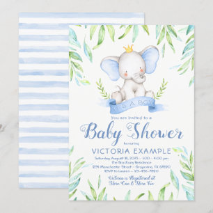 Elephant Prince Baby Shower-uitvindingen Kaart