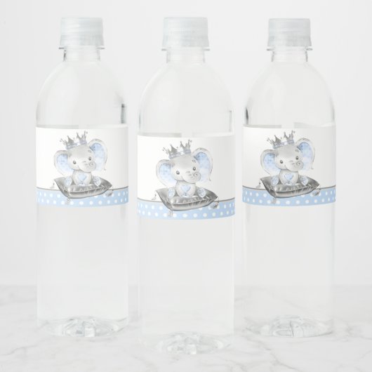 Elephant Prince Baby shower Waterfles Etiket (Flessen)