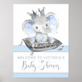 Elephant Prince Baby shower Welkomstteken Poster (Voorkant)