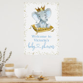 Elephant Prince Baby shower Welkomstteken Poster (Keuken)