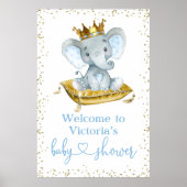 Elephant Prince Baby shower Welkomstteken Poster (Voorkant)